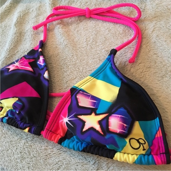 OP Neon Retro Triangle string bikini With cheeky Bottoms size L/XL - Picture 2 of 12